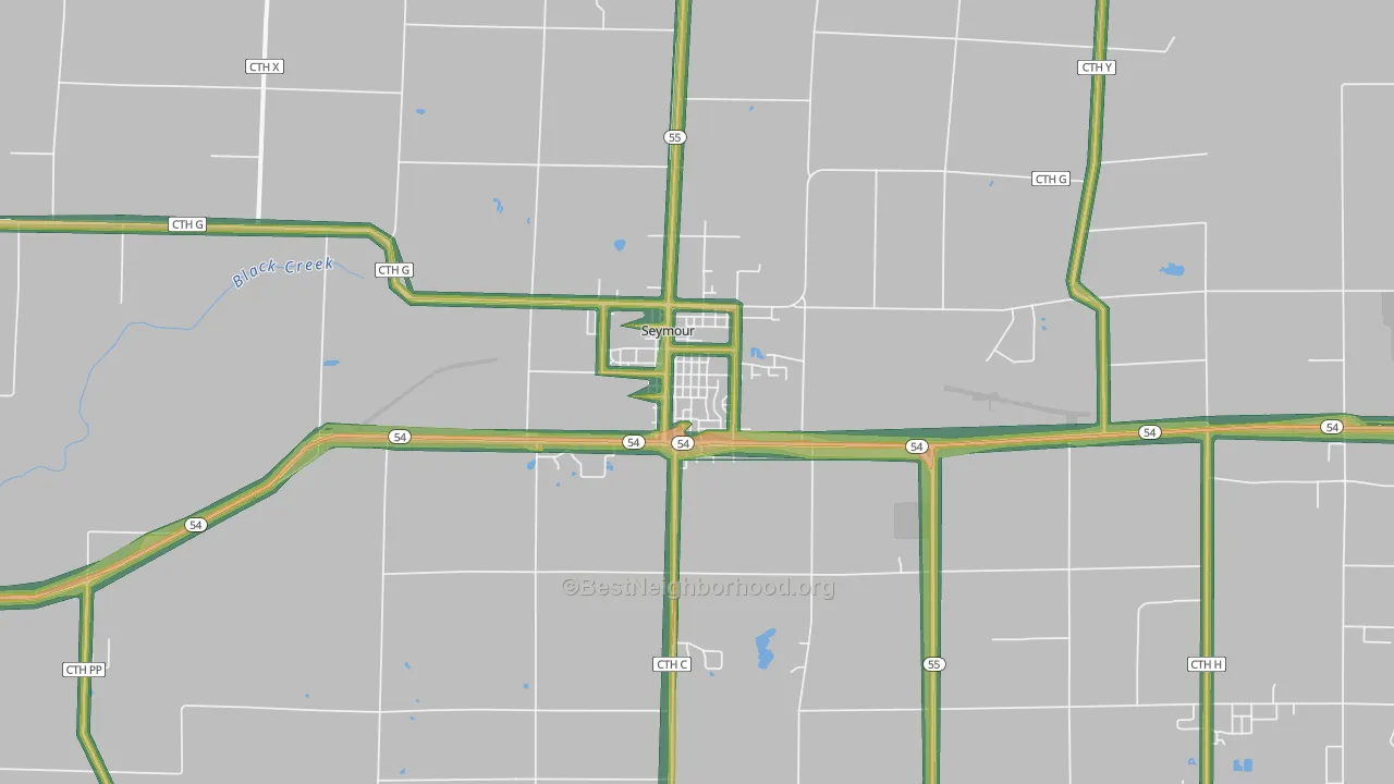 54165, WI Map of Noise Levels in 54165