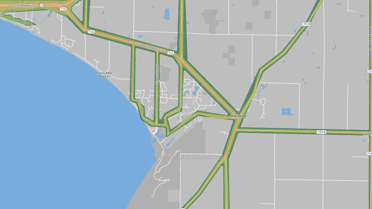 54169, WI Map of Noise Levels in 54169