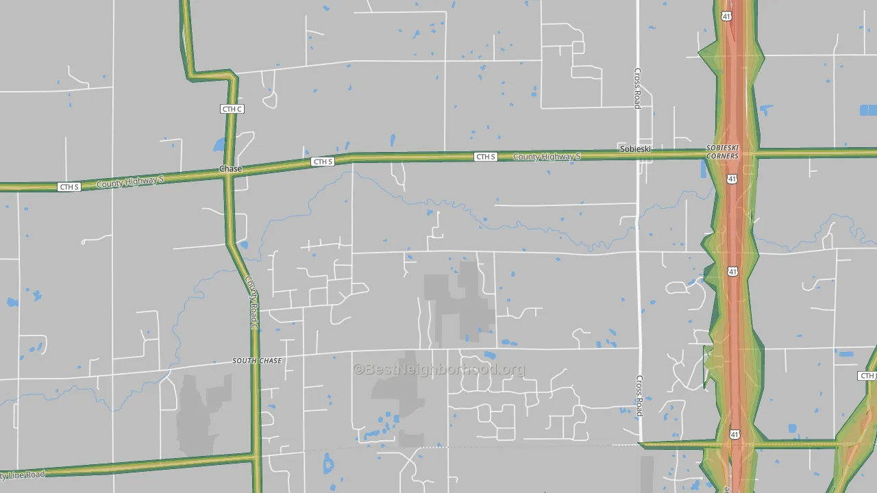 54171, WI Map of Noise Levels in 54171