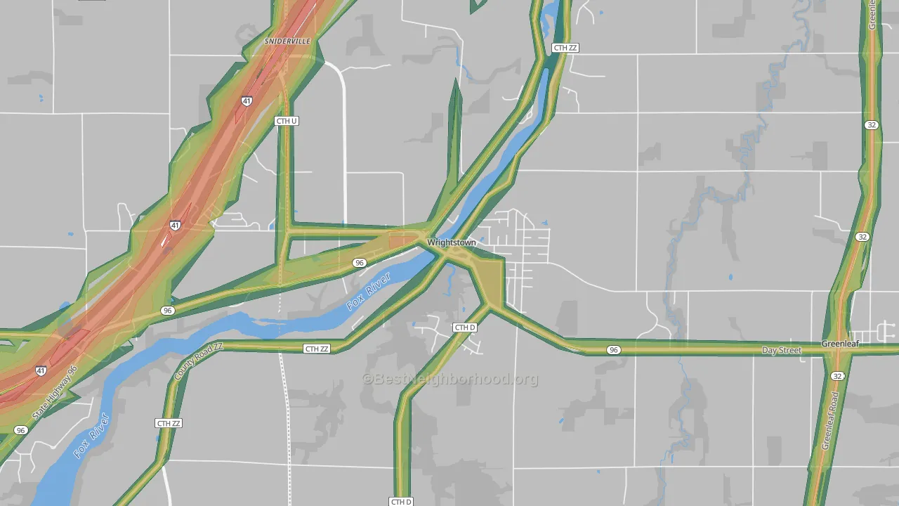 54180, WI Map of Noise Levels in 54180