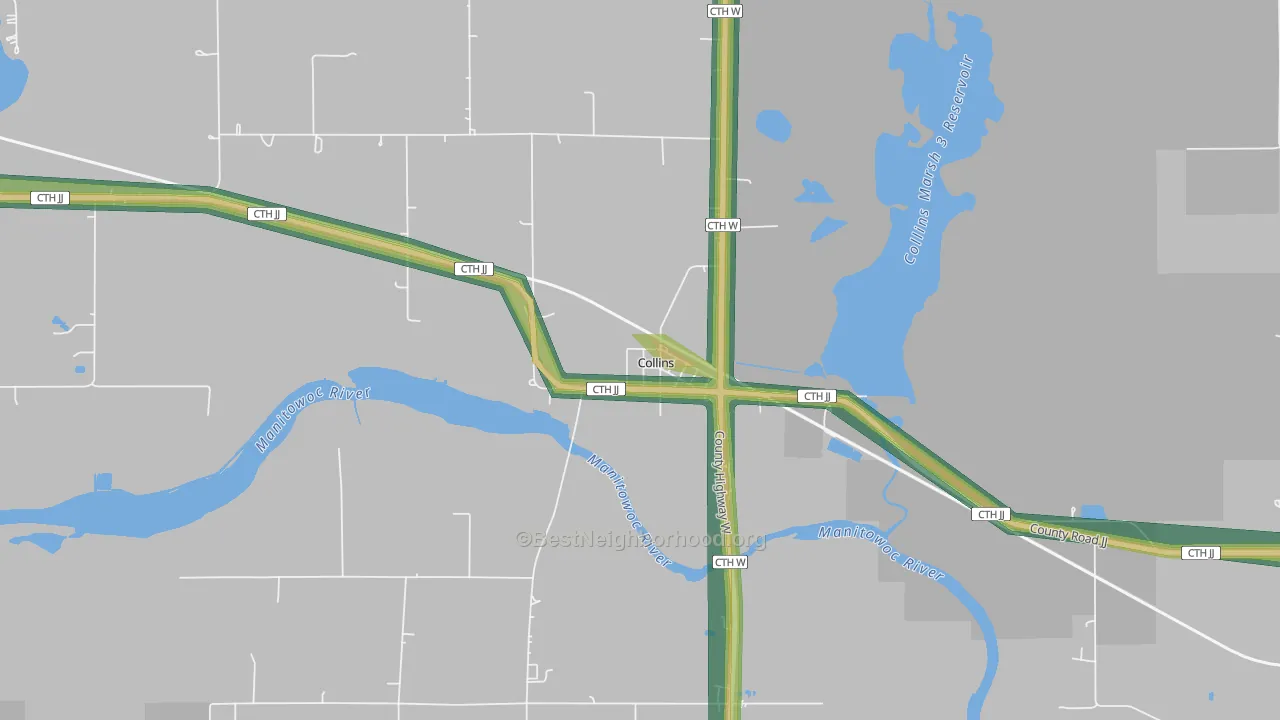 54207, WI Map of Noise Levels in 54207