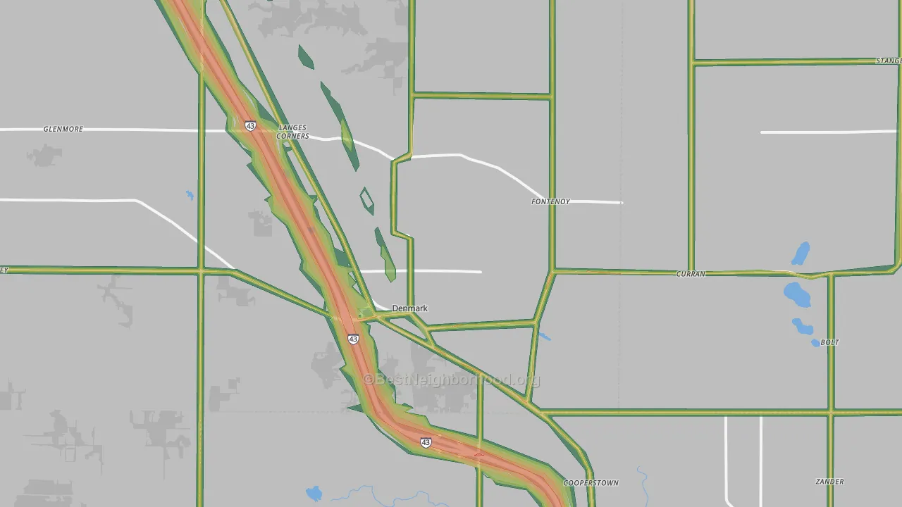 54208, WI Map of Noise Levels in 54208