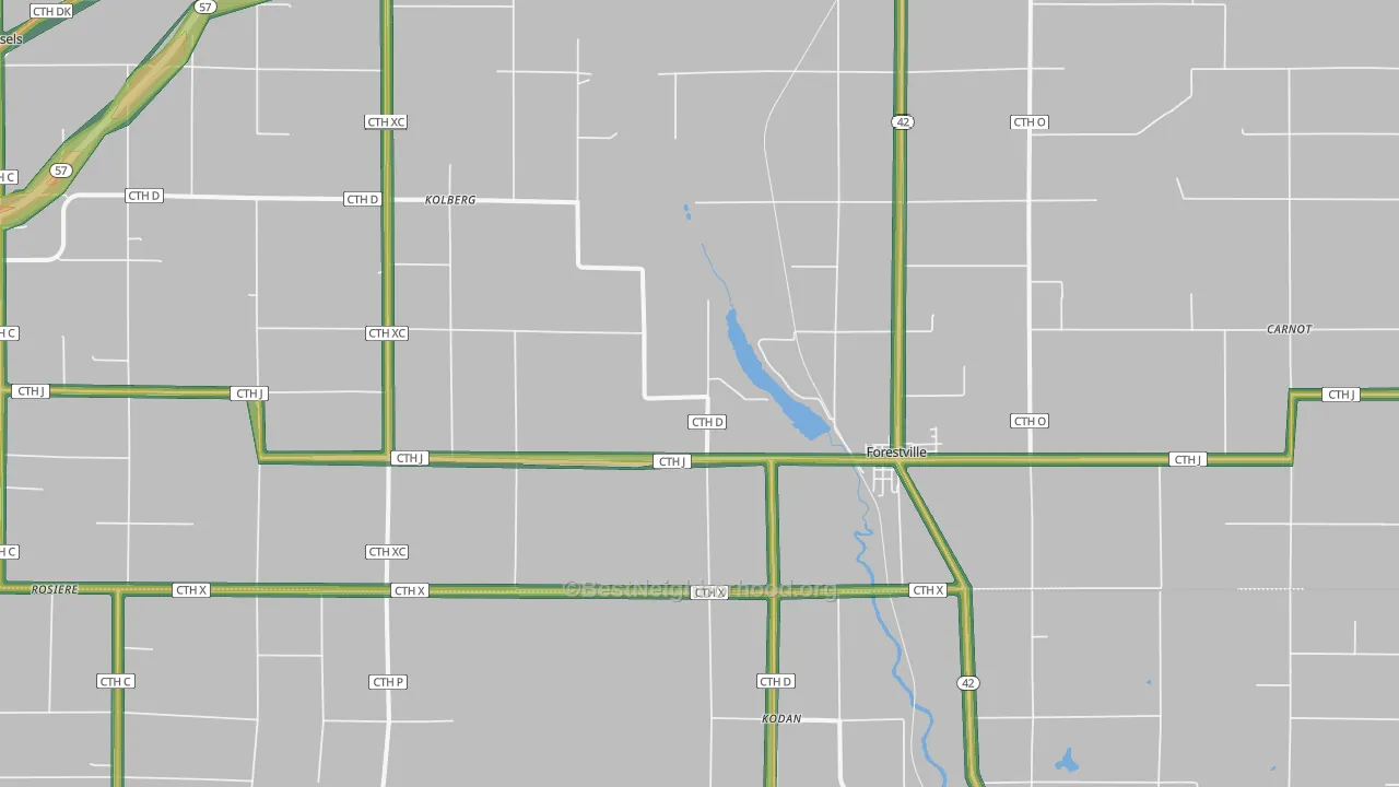 54213, WI Map of Noise Levels in 54213