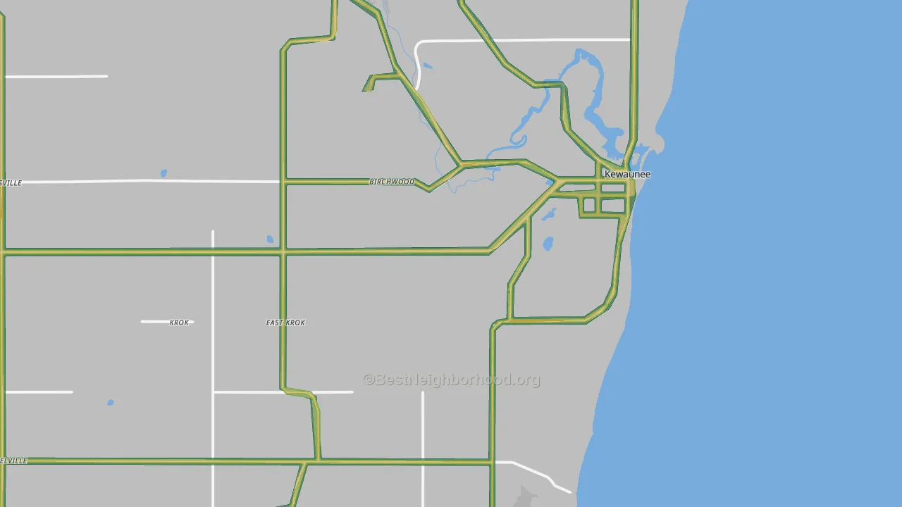 54216, WI Map of Noise Levels in 54216