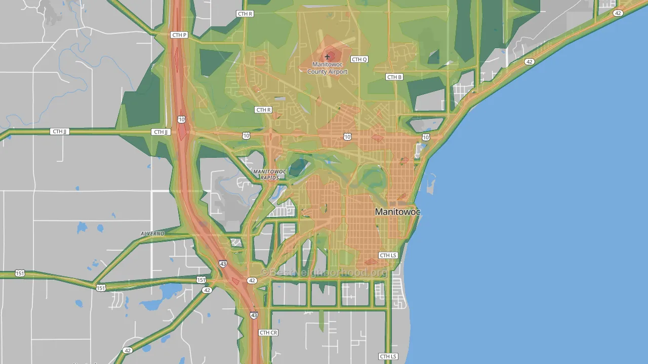 54220, WI Map of Noise Levels in 54220