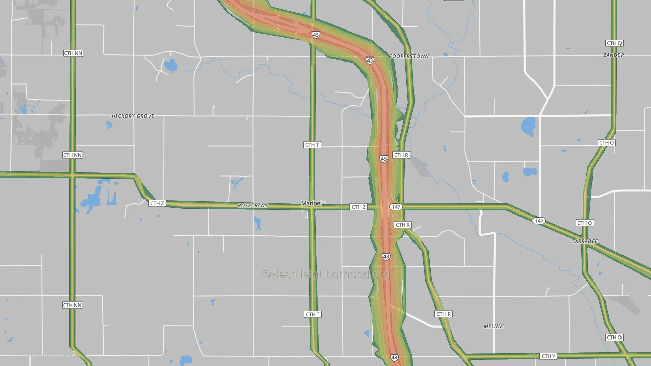 54227, WI Map of Noise Levels in 54227