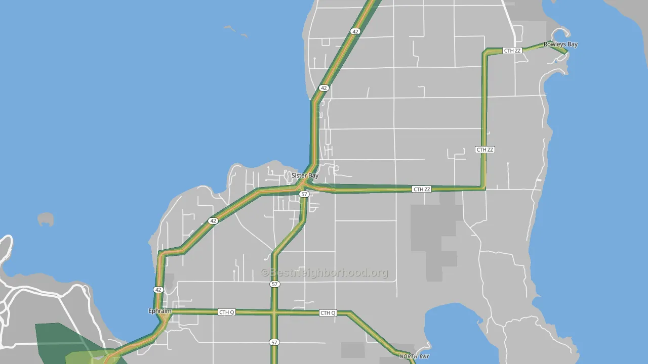 54234, WI Map of Noise Levels in 54234