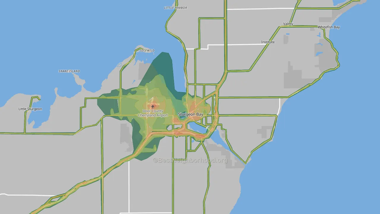 54235, WI Map of Noise Levels in 54235
