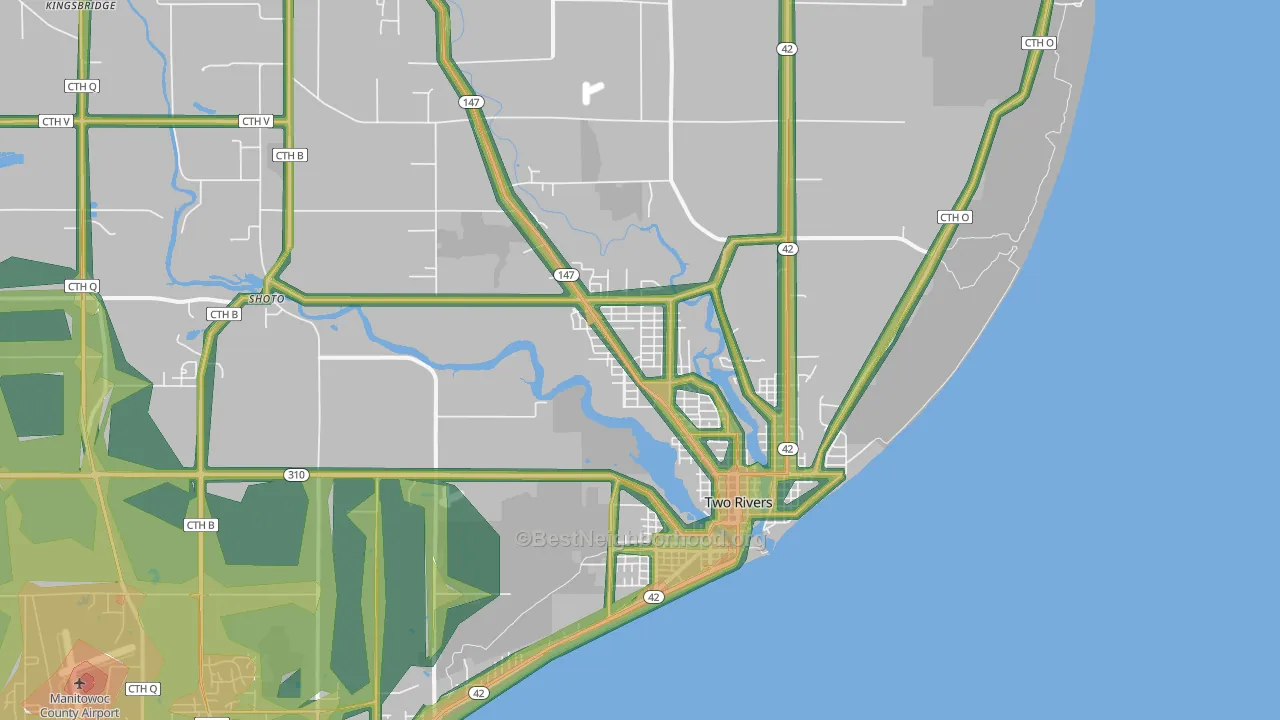 54241, WI Map of Noise Levels in 54241