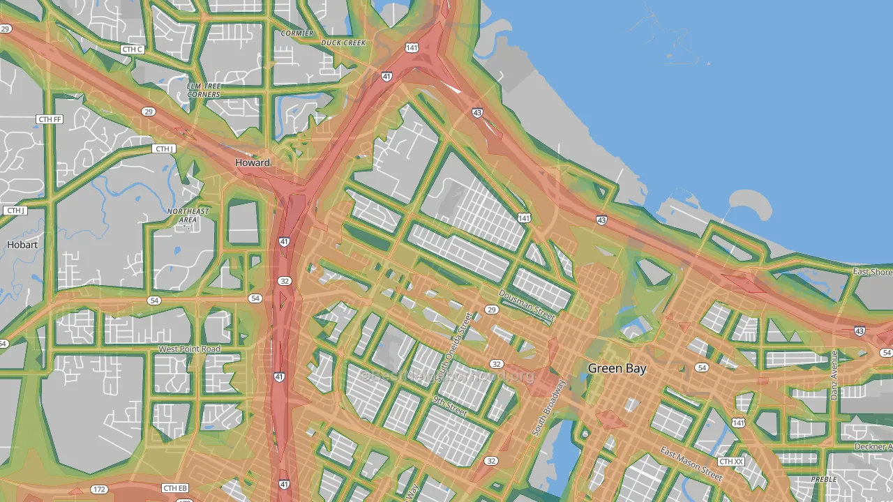 54303, WI Map of Noise Levels in 54303