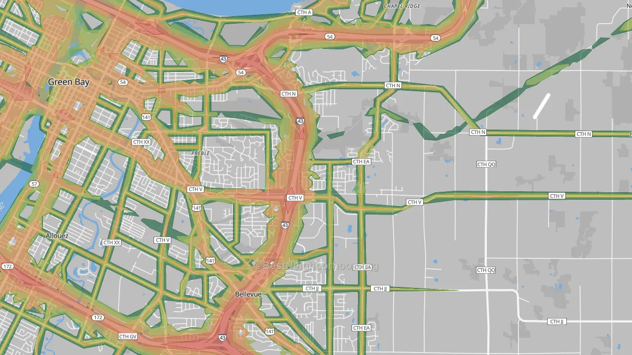 54311, WI Map of Noise Levels in 54311