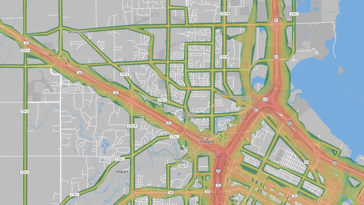 54313, WI Map of Noise Levels in 54313