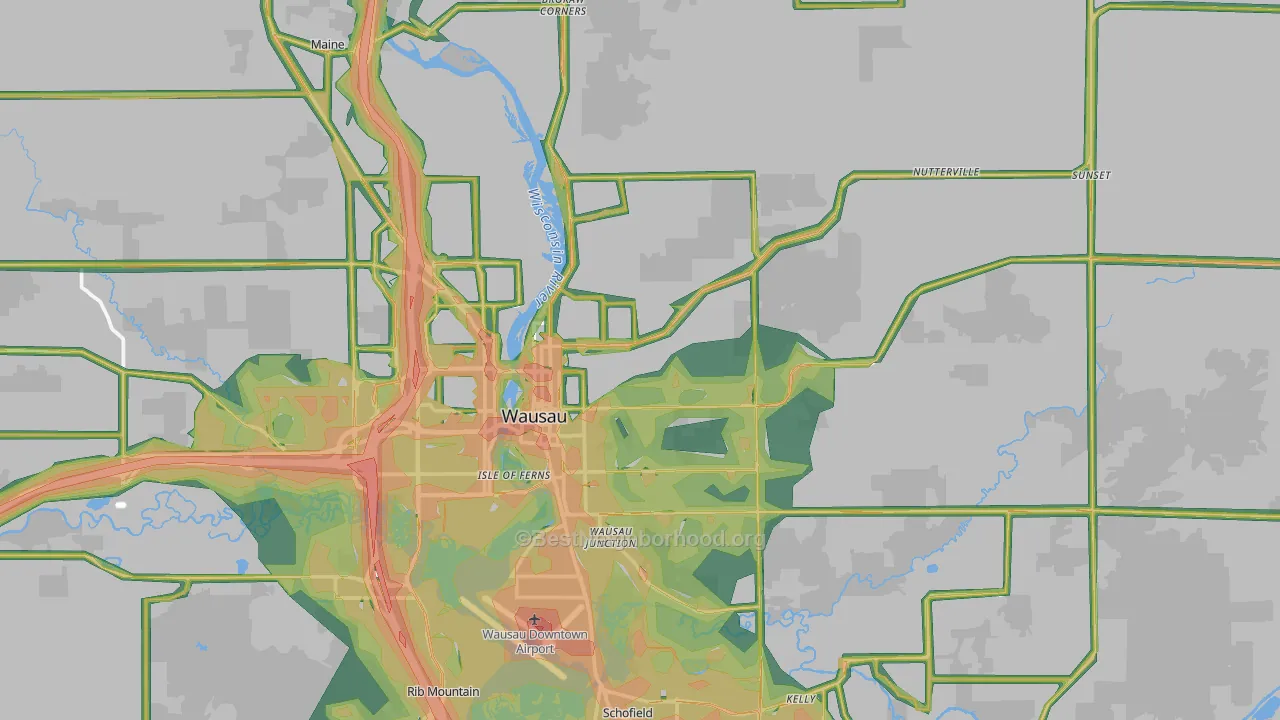 54403, WI Map of Noise Levels in 54403