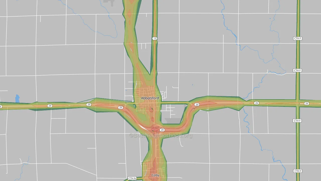 54405, WI Map of Noise Levels in 54405