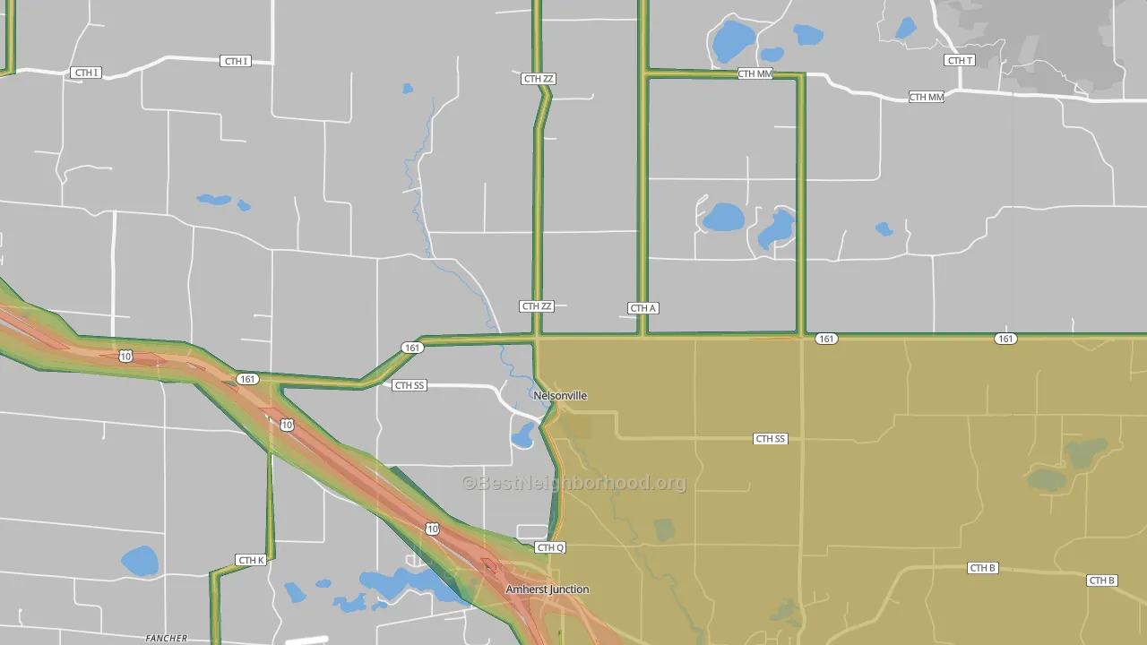 54407, WI Map of Noise Levels in 54407