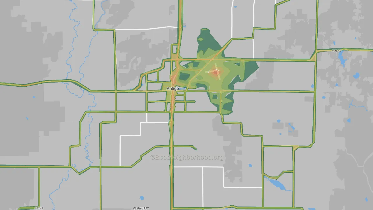54409, WI Map of Noise Levels in 54409