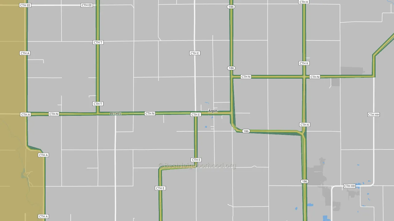 54410, WI Map of Noise Levels in 54410