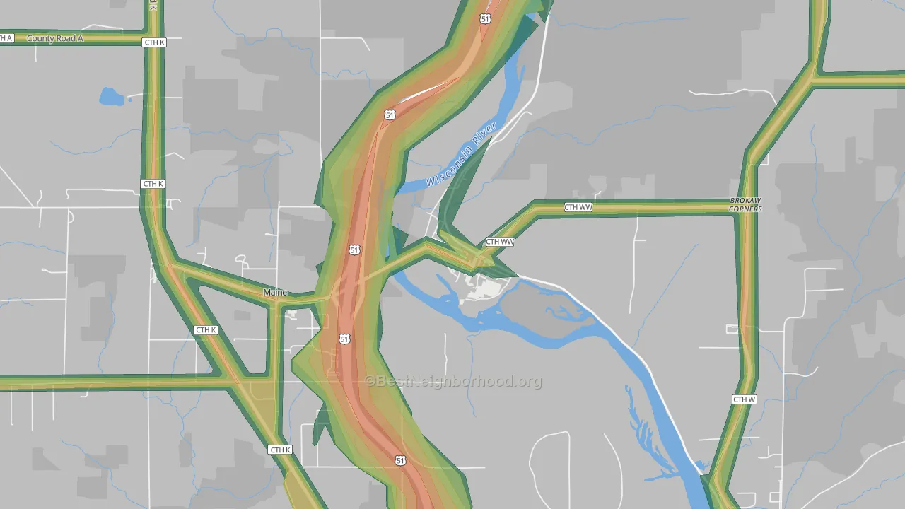 54417, WI Map of Noise Levels in 54417