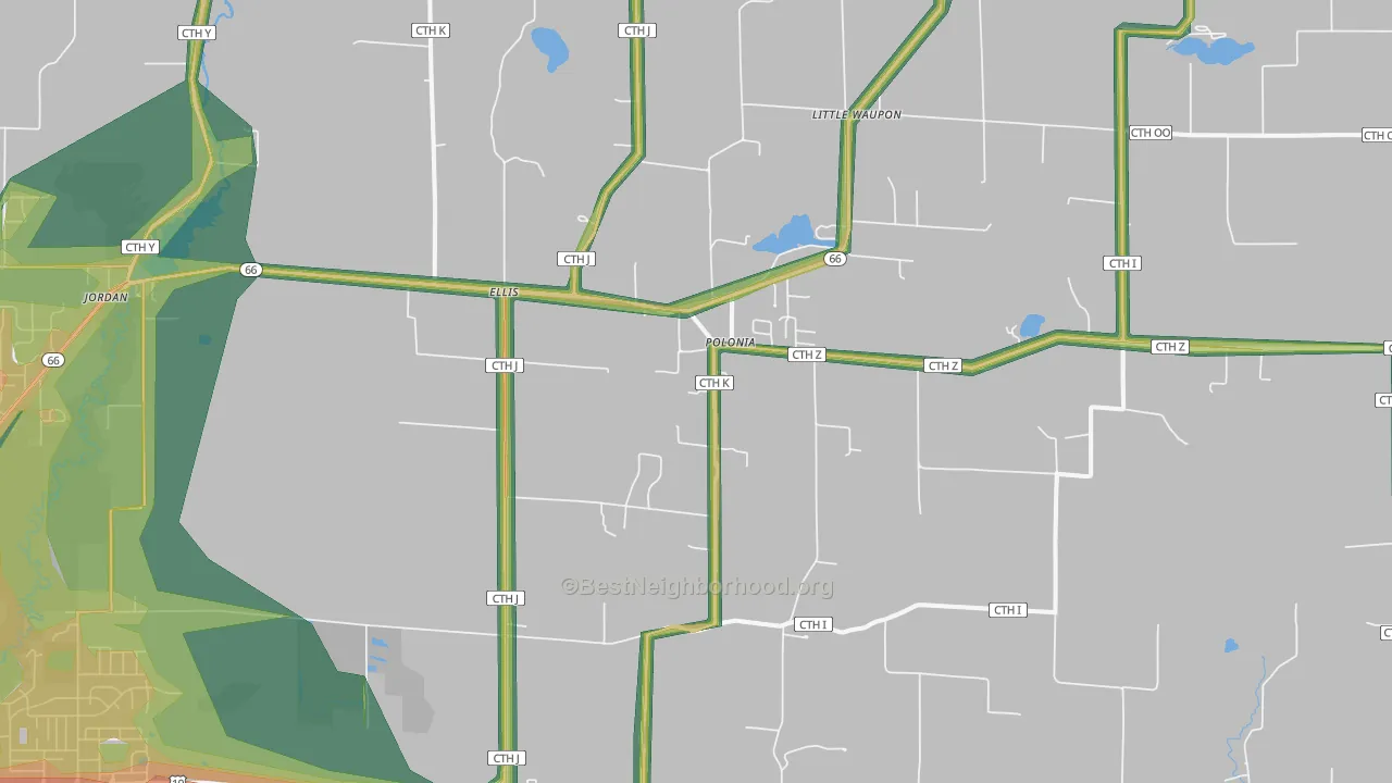 54423, WI Map of Noise Levels in 54423