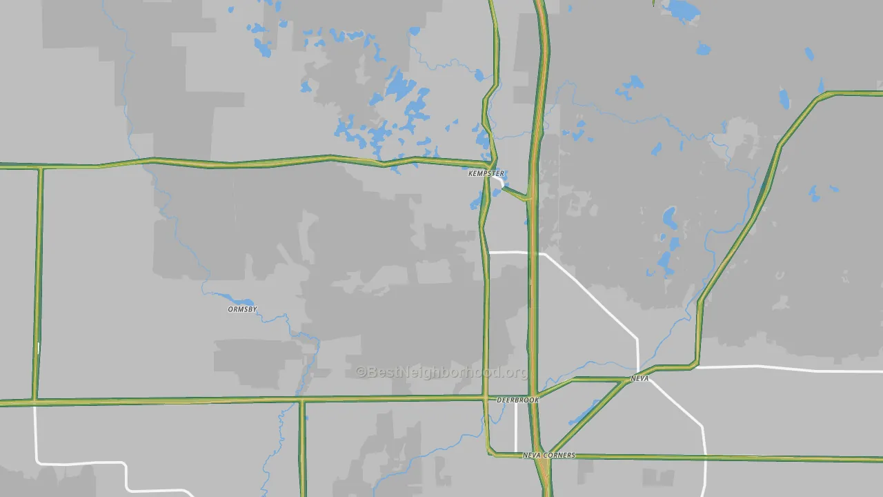 54424, WI Map of Noise Levels in 54424