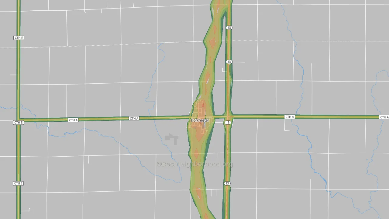 54425, WI Map of Noise Levels in 54425