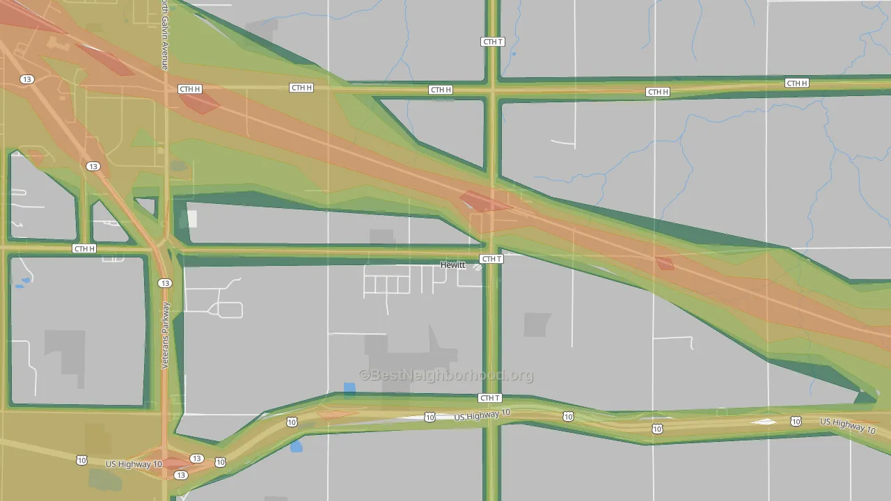 54441, WI Map of Noise Levels in 54441