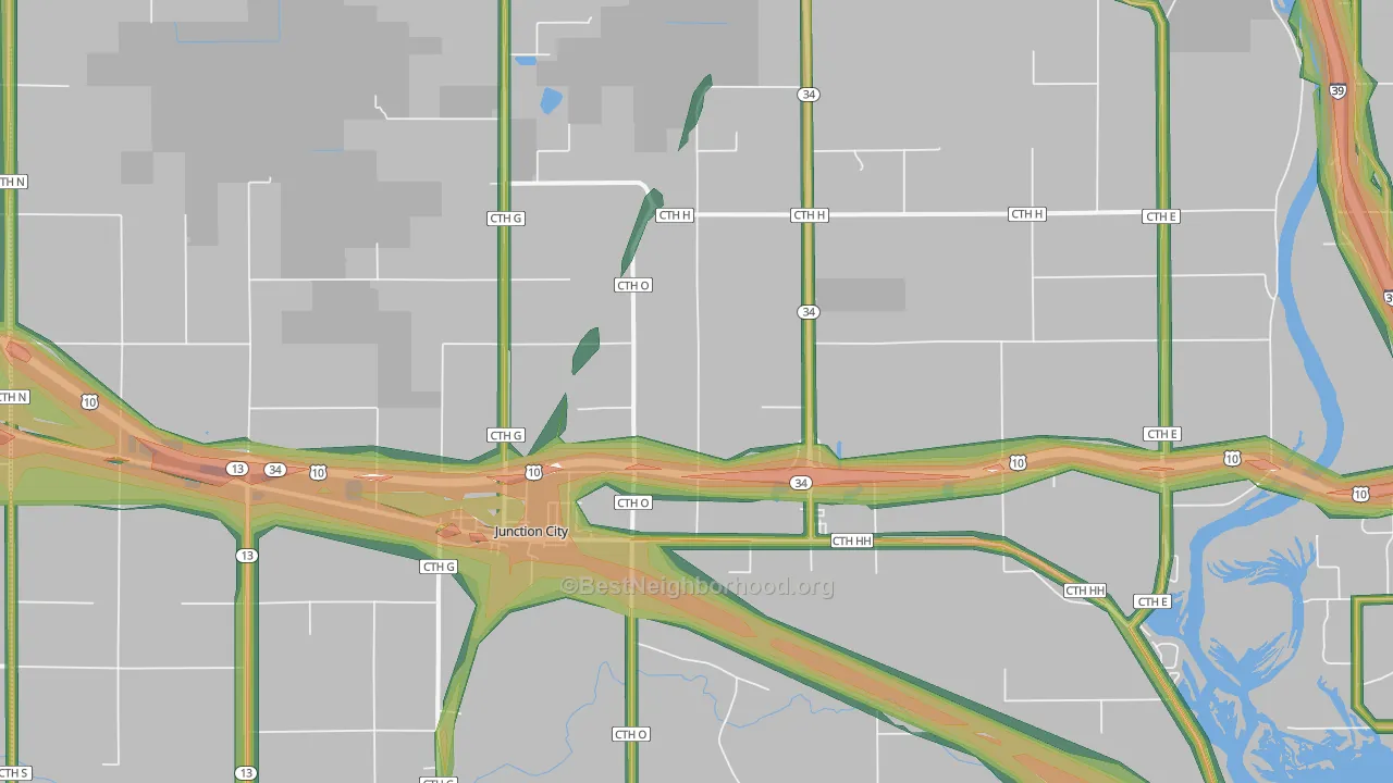 54443, WI Map of Noise Levels in 54443