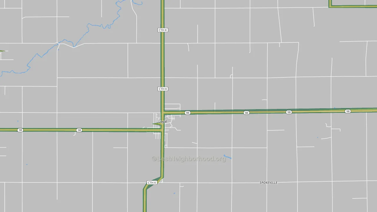 54446, WI Map of Noise Levels in 54446