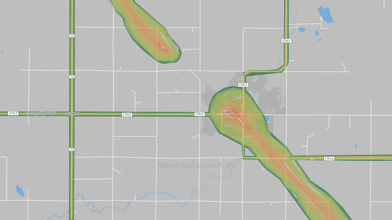 54447, WI Map of Noise Levels in 54447