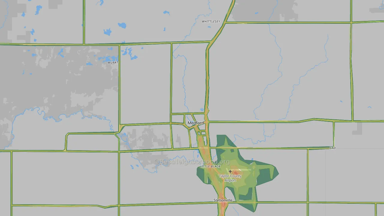 54451, WI Map of Noise Levels in 54451