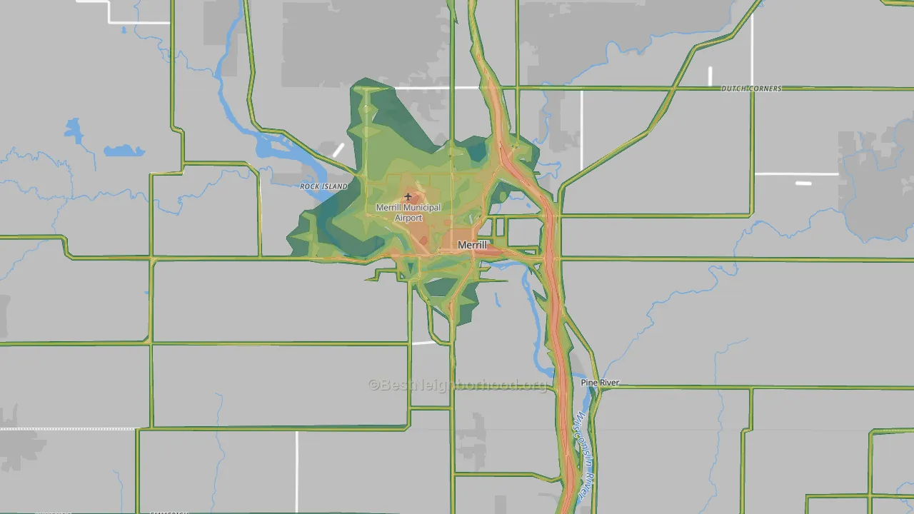 54452, WI Map of Noise Levels in 54452
