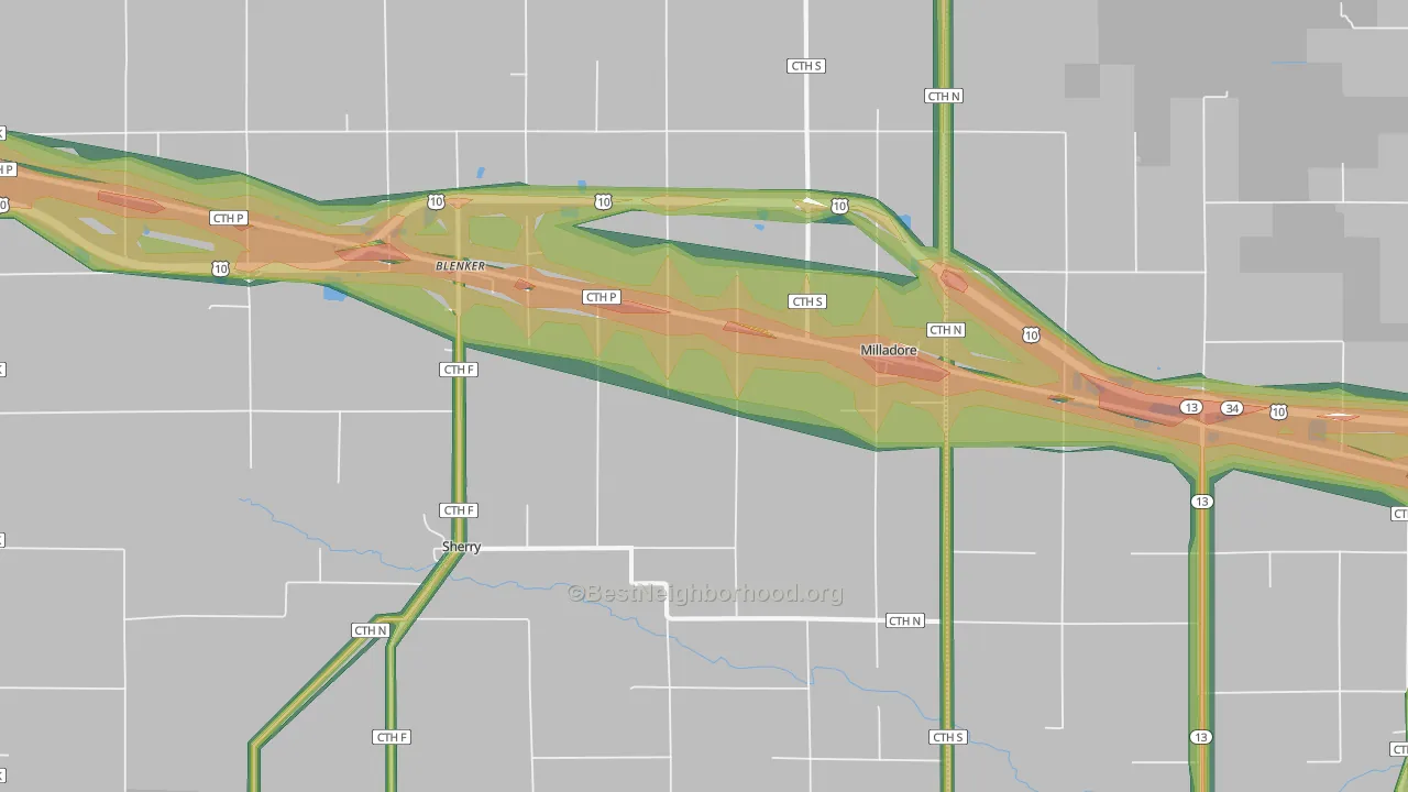 54454, WI Map of Noise Levels in 54454