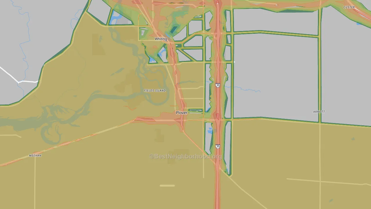 54467, WI Map of Noise Levels in 54467