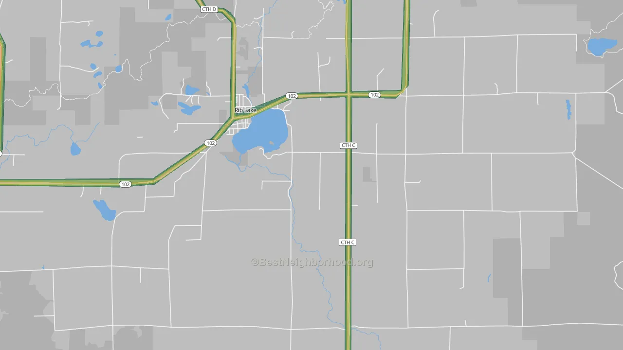 54470, WI Map of Noise Levels in 54470