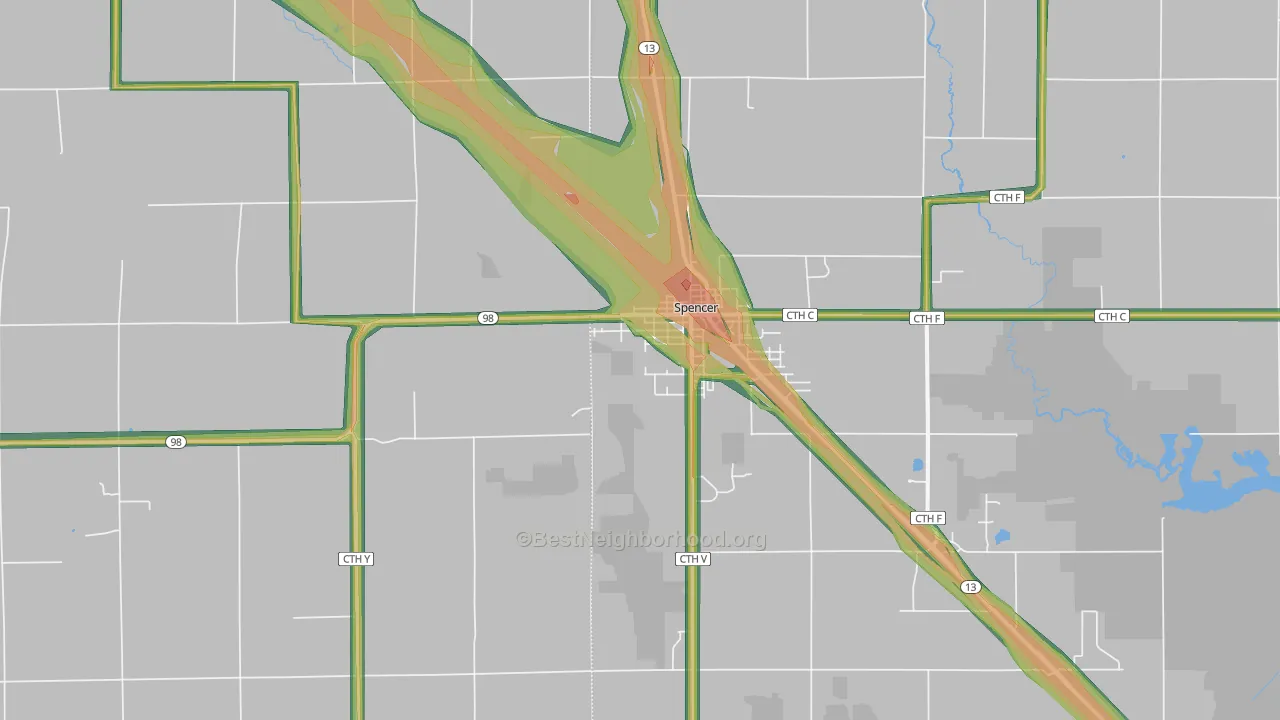 54479, WI Map of Noise Levels in 54479
