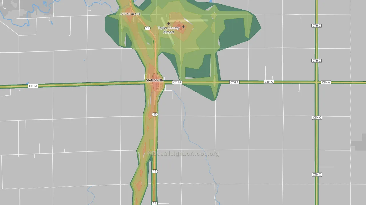 54480, WI Map of Noise Levels in 54480