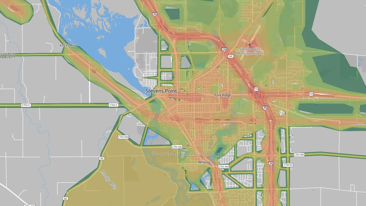 54481, WI Map of Noise Levels in 54481