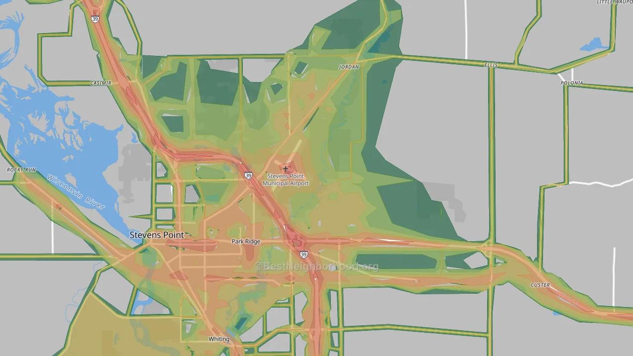 54482, WI Map of Noise Levels in 54482