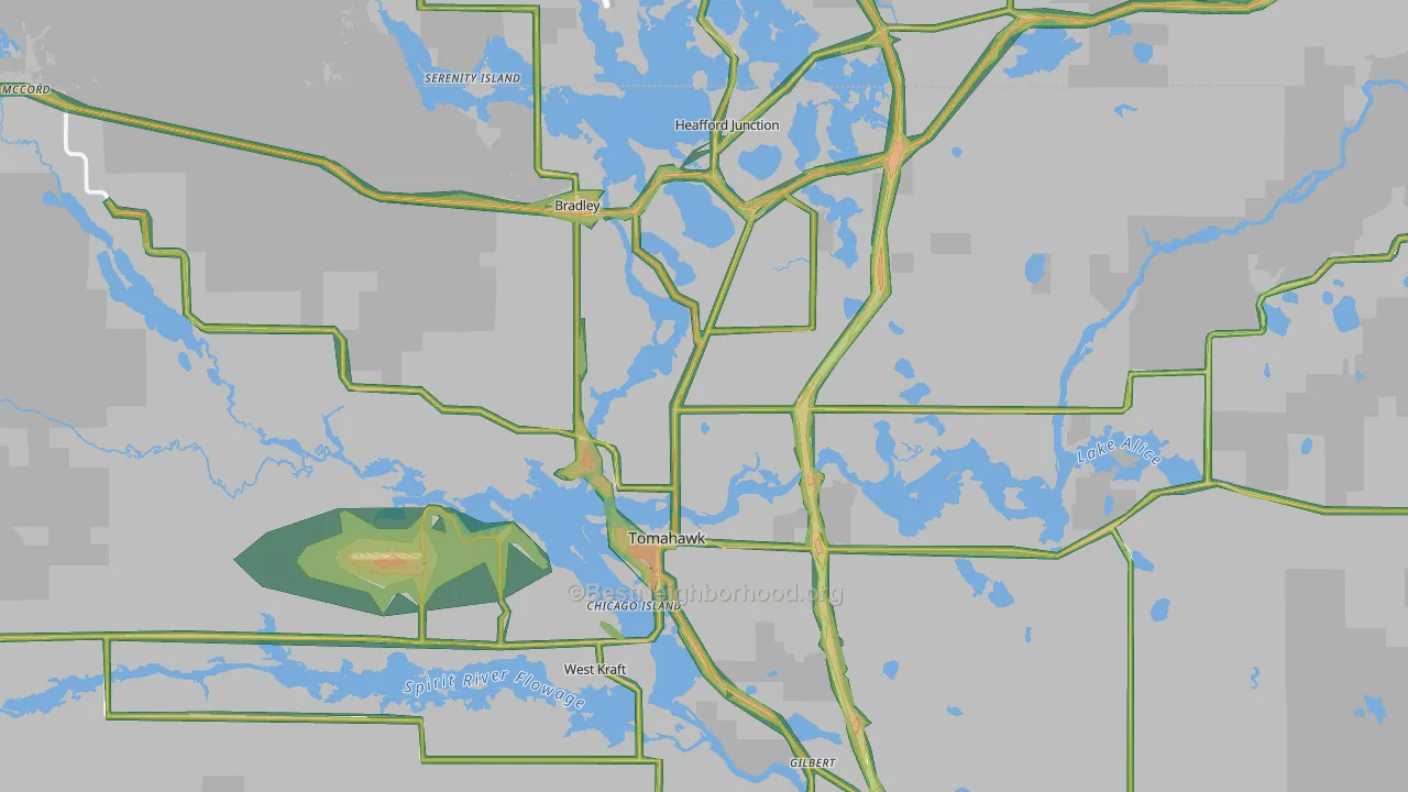 54487, WI Map of Noise Levels in 54487