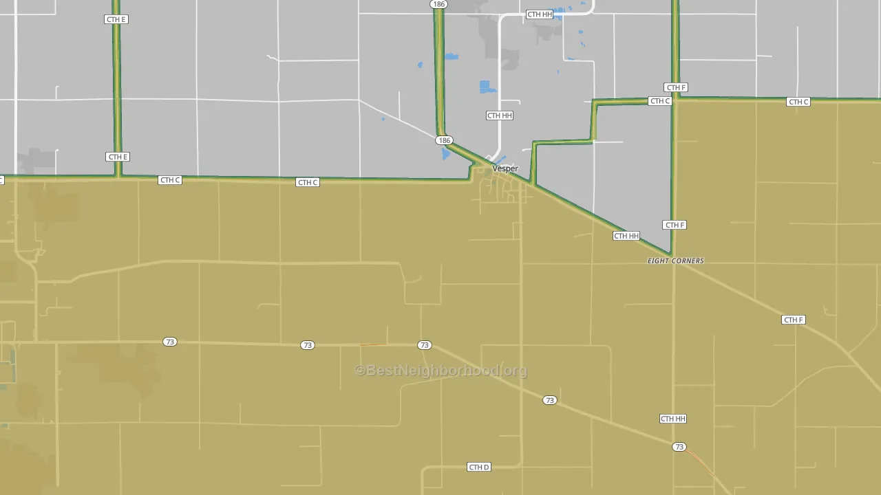 54489, WI Map of Noise Levels in 54489