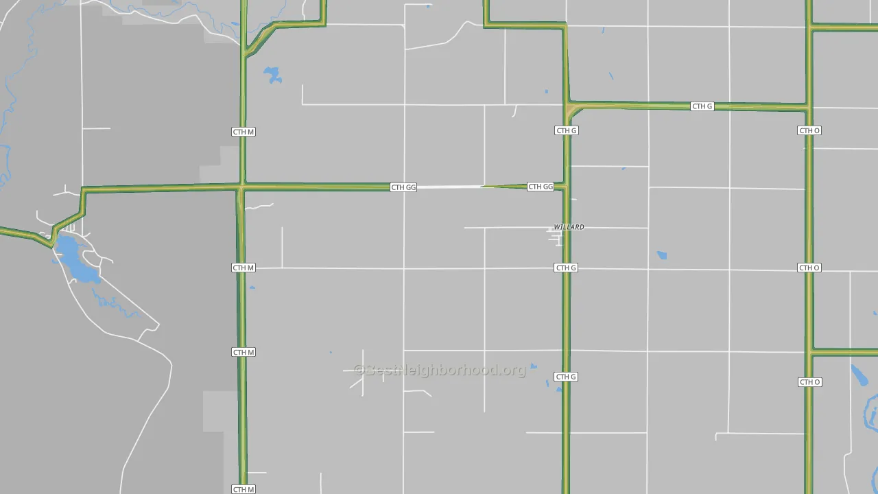 54493, WI Map of Noise Levels in 54493