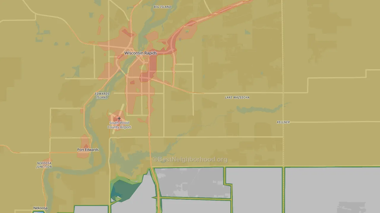 54494, WI Map of Noise Levels in 54494