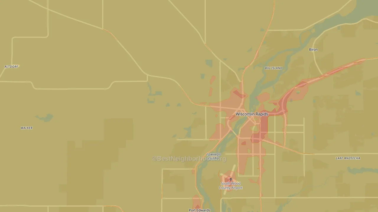 54495, WI Map of Noise Levels in 54495