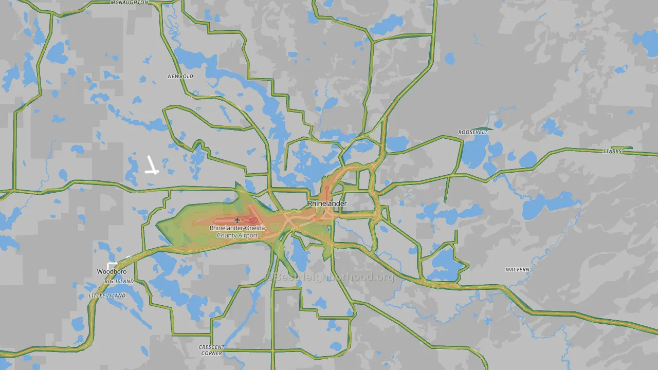 54501, WI Map of Noise Levels in 54501