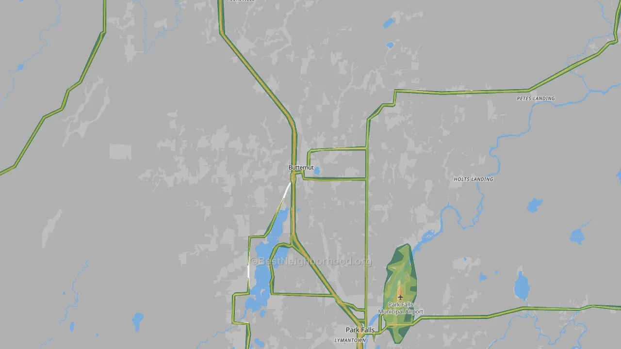54514, WI Map of Noise Levels in 54514