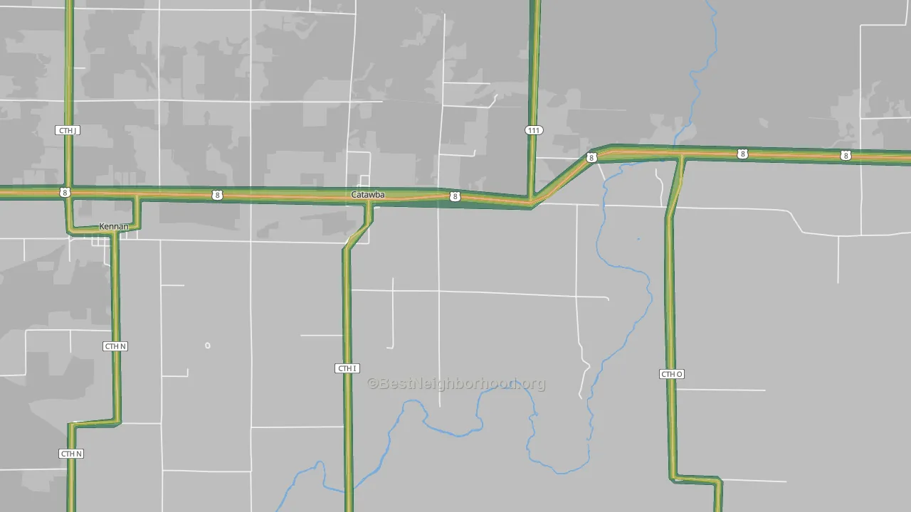 54515, WI Map of Noise Levels in 54515