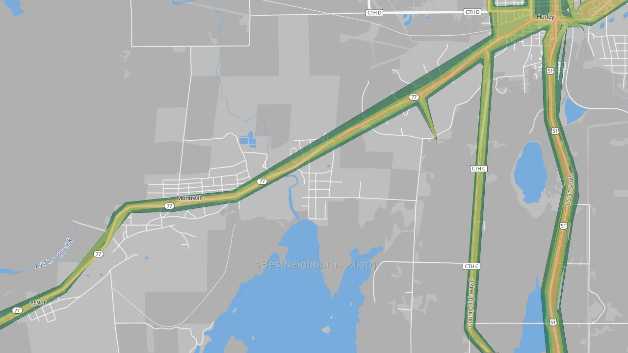 54525, WI Map of Noise Levels in 54525