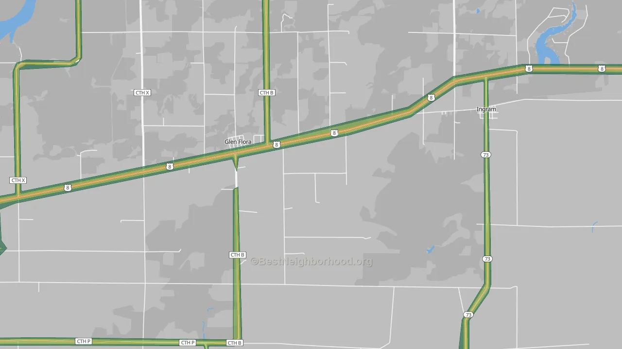 54526, WI Map of Noise Levels in 54526