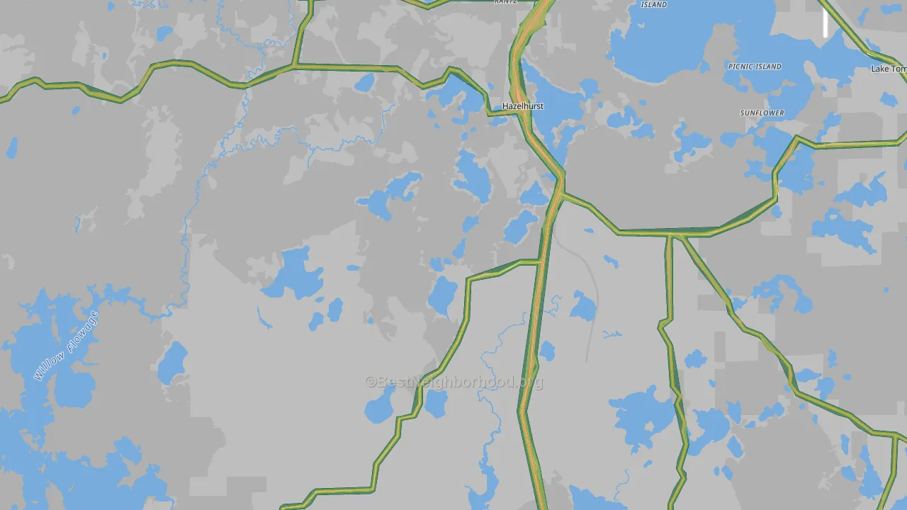 54531, WI Map of Noise Levels in 54531