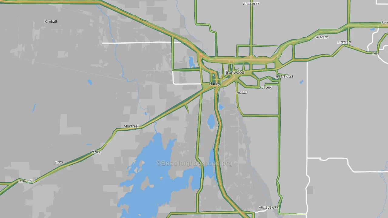 54534, WI Map of Noise Levels in 54534